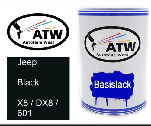 Jeep, Black, X8 / DX8 / 601: 500ml Lackdose, von ATW Autoteile West.